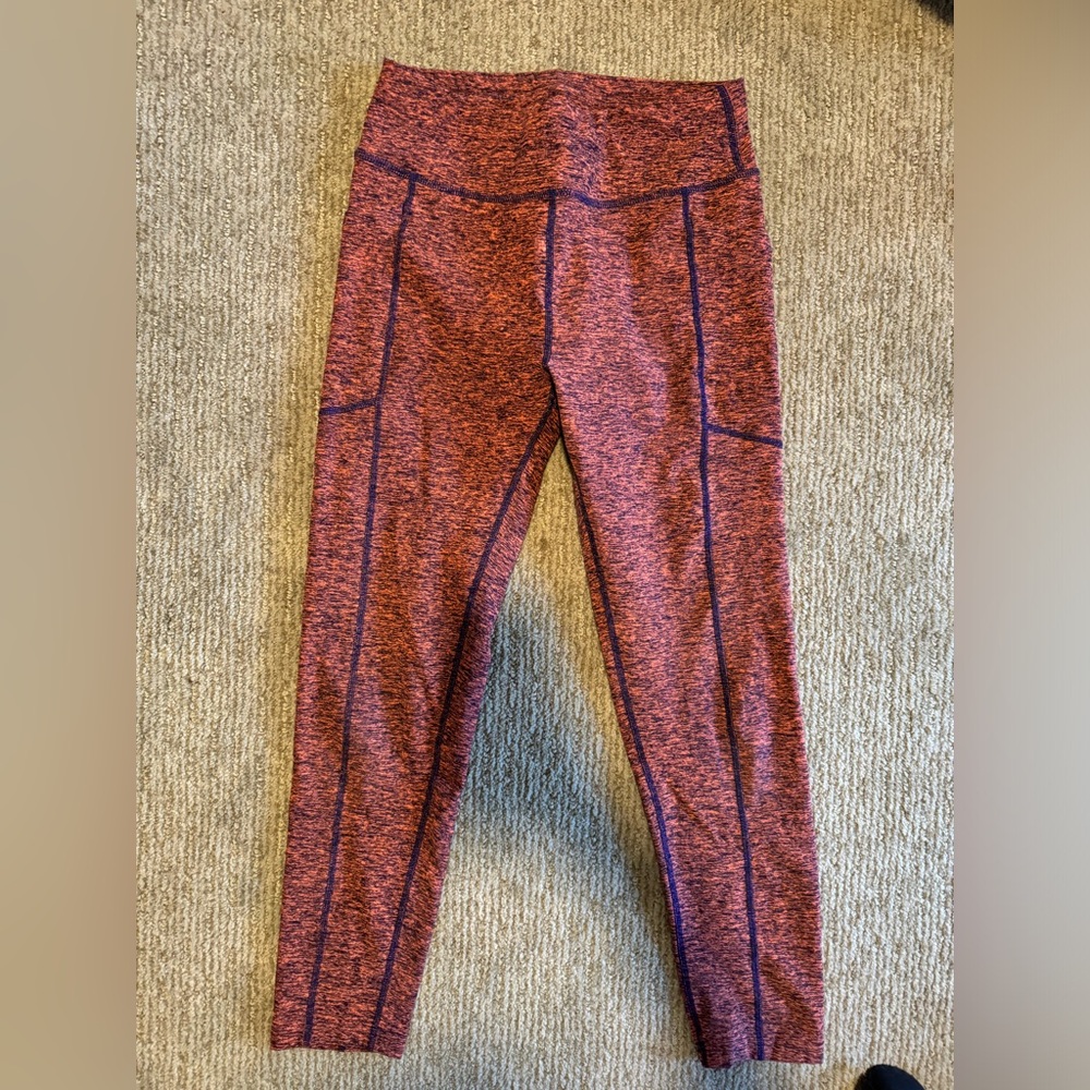 Oiselle lux leggings size 4 orange purple